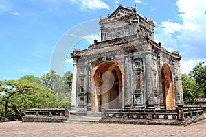 Stele Pavilion at the tomb of Emperor Tu Duc, near Hue, Vietnam photo