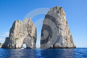 Stella (di Mezzo) and Scopolo (di Fuori): giant Faraglioni rocks, Capri island - Italy