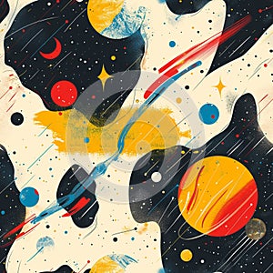 Stellar Brushstrokes - Seamless Artistic Space Pattern for Dynamic Designs