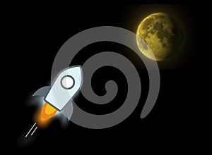 Stellar lumens icon and moon, conceptual trading of an explosive
