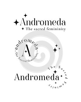 Stellar Star Logo Andromeda Minimal Concept. Black Option.
