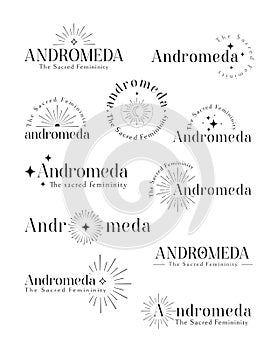 Stellar Star Logo Andromeda Sparkle Minimal Concept. Black Option