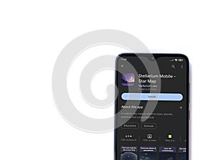 Stellarium - Star Map app play store page on smartphone on white background