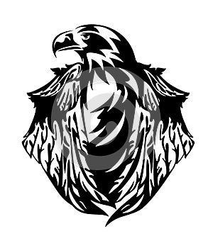 Stellers eagle black and white vector design photo