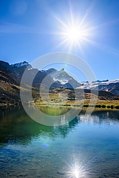 Stellisee - beautiful lake at Matterhorn - Zermatt, Switzerland