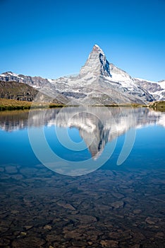 Stellisee - beautiful lake with reflection of Matterhorn - Zermatt, Switzerland