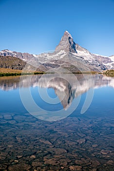 Stellisee - beautiful lake with reflection of Matterhorn - Zermatt, Switzerland