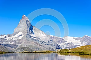 Stellisee - beautiful lake with reflection of Matterhorn - Zermatt, Switzerland