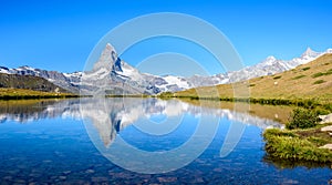 Stellisee - beautiful lake with reflection of Matterhorn - Zermatt, Switzerland