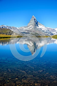 Stellisee - beautiful lake with reflection of Matterhorn - Zermatt, Switzerland