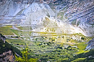 Stelvio mountain pass or Stilfser Joch scenic road serpentines view