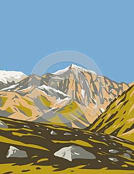 Stelvio National Park with Monte Cevedale Within Trentino-Alto Adige Sudtirol and Lombardia in Italy Art Deco WPA Poster Art