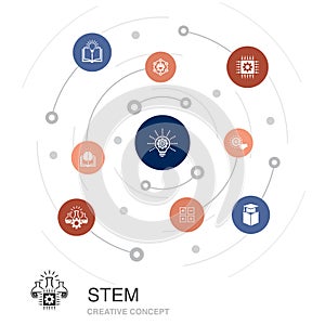 STEM colored circle concept with simple