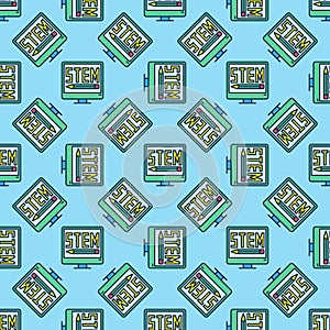 STEM Computer vector PC colored seamless pattern