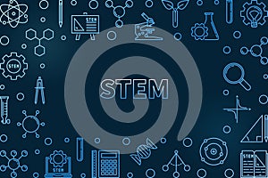 STEM concept horizontal outline blue frame. Vector illustration