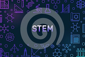 STEM concept outline horizontal colored vector frame