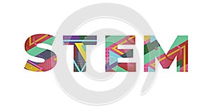 STEM Concept Retro Colorful Word Art Illustration