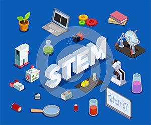 Scientific Education Isometric Composition