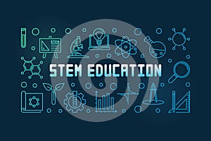 STEM Education vector colorful concept linear banner