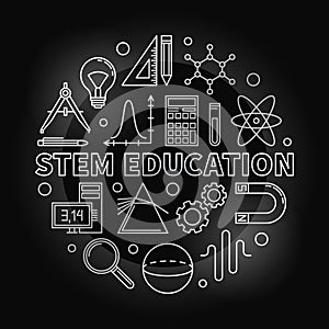 STEM Education vector round silver illustration in linear style