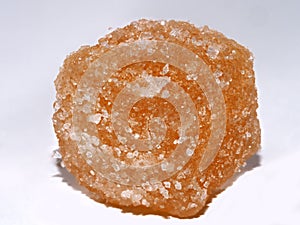 Stem ginger - crystallized/crystallised.  Single cube, macro shot with stacked focus