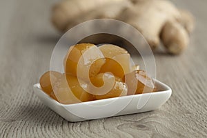 Stem ginger in syrup photo