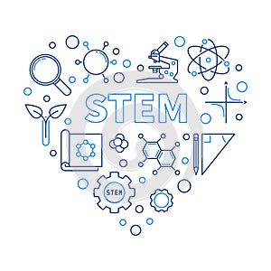 STEM Heart concept vector illustration in thin line style