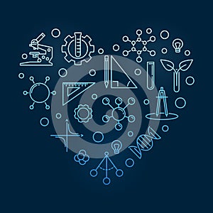 STEM Heart vector concept blue modern linear illustration