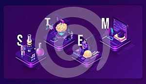 Stem isometric concept, science, technology, math