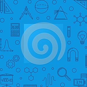 STEM learning blue square frame. Vector outline illustration