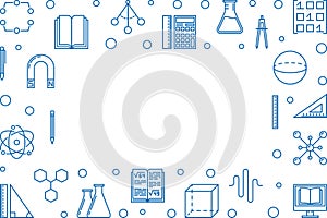 STEM learning blue vector horizontal frame on white background