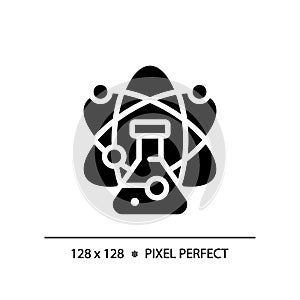 STEM in science pixel perfect black glyph icon