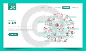 Stem science technology engineering math concept with circle icon for website template or landing page homepage