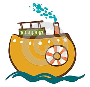 Stem ship with life preserver vector or color illustration