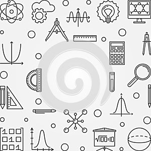 STEM square frame. Vector education outline illustration