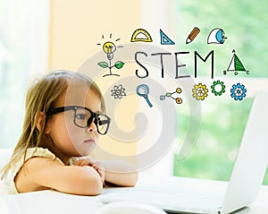 STEM text with little girl