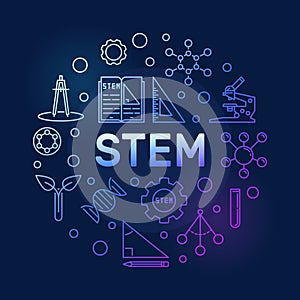 STEM vector concept colored circular outline illustration