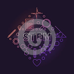 STEM vector concept colored illustration in outline style