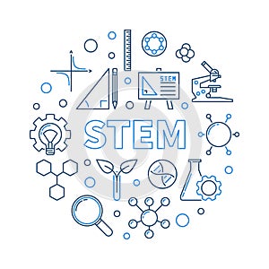 STEM vector concept creative outline round illustration