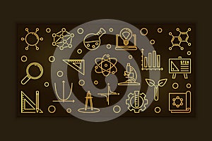 STEM vector concept golden outline horizontal banner