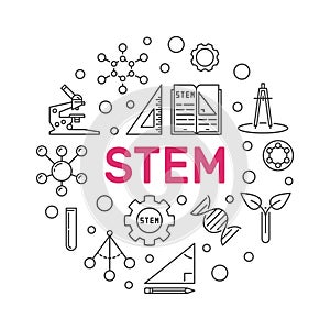 STEM vector minimal round illustration in thin line style