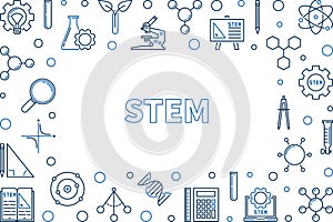 STEM vector outline creative horizontal frame or illustration