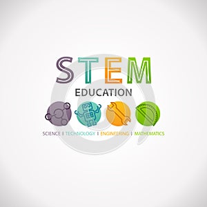 STEM Education Concept Logo. Science Technology Engineering Mathematics.