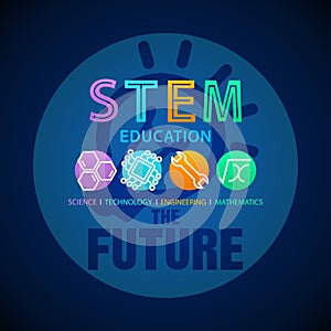 STEM Education Concept Logo. Science Technology Engineering Mathematics.