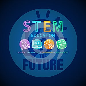 STEM Education Concept Logo. Science Technology Engineering Mathematics.