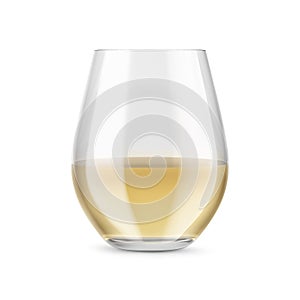 Stemless glass with white wine. Mock-up for products presentations