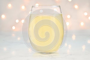 Stemless Wine Glass Mockup with Glowing Bokeh Lights