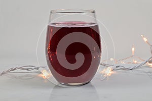 Stemless Wine Glass Mockup with Glowing White Lights