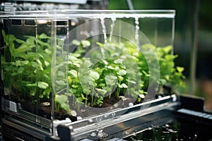 Stemming the Green Growth: A Fresh Organic Vegetable Seedling Germinating in a Small Plastic Container on a Dirtied photo