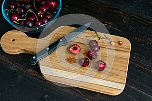Pitting Fresh Cherries with a Paring Knife photo